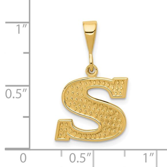 14k Yellow Gold, Ashley Collection, Textured Initial S Pendant - Picture 4 of 5